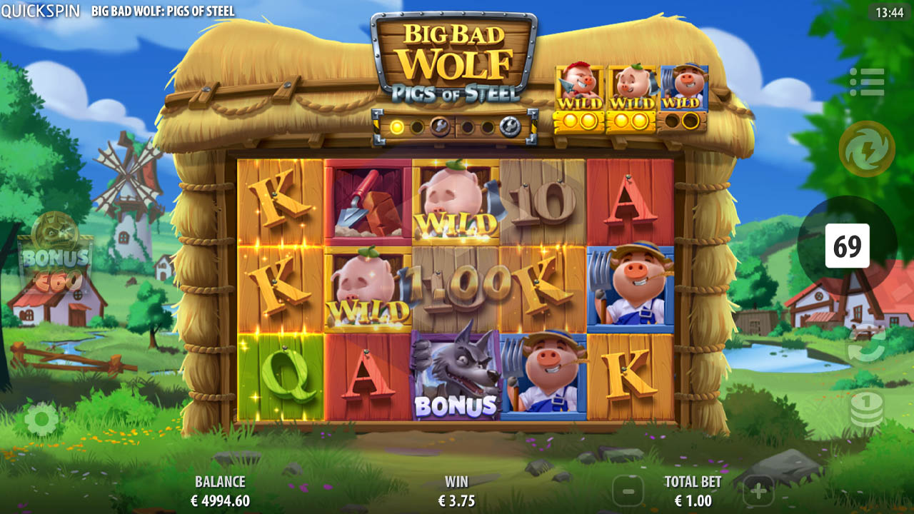 Big Bad Wolf: Pigs of Steel Quickspin Base Game Wilds Big Bad Wolf: Pigs of Steel Quickspin Base Game Wilds